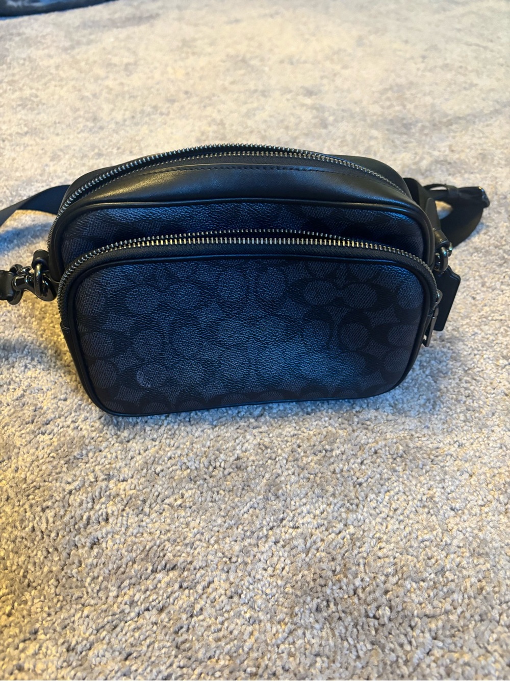 Coach Black Signature Double-Zip Crossbody Belt Bag